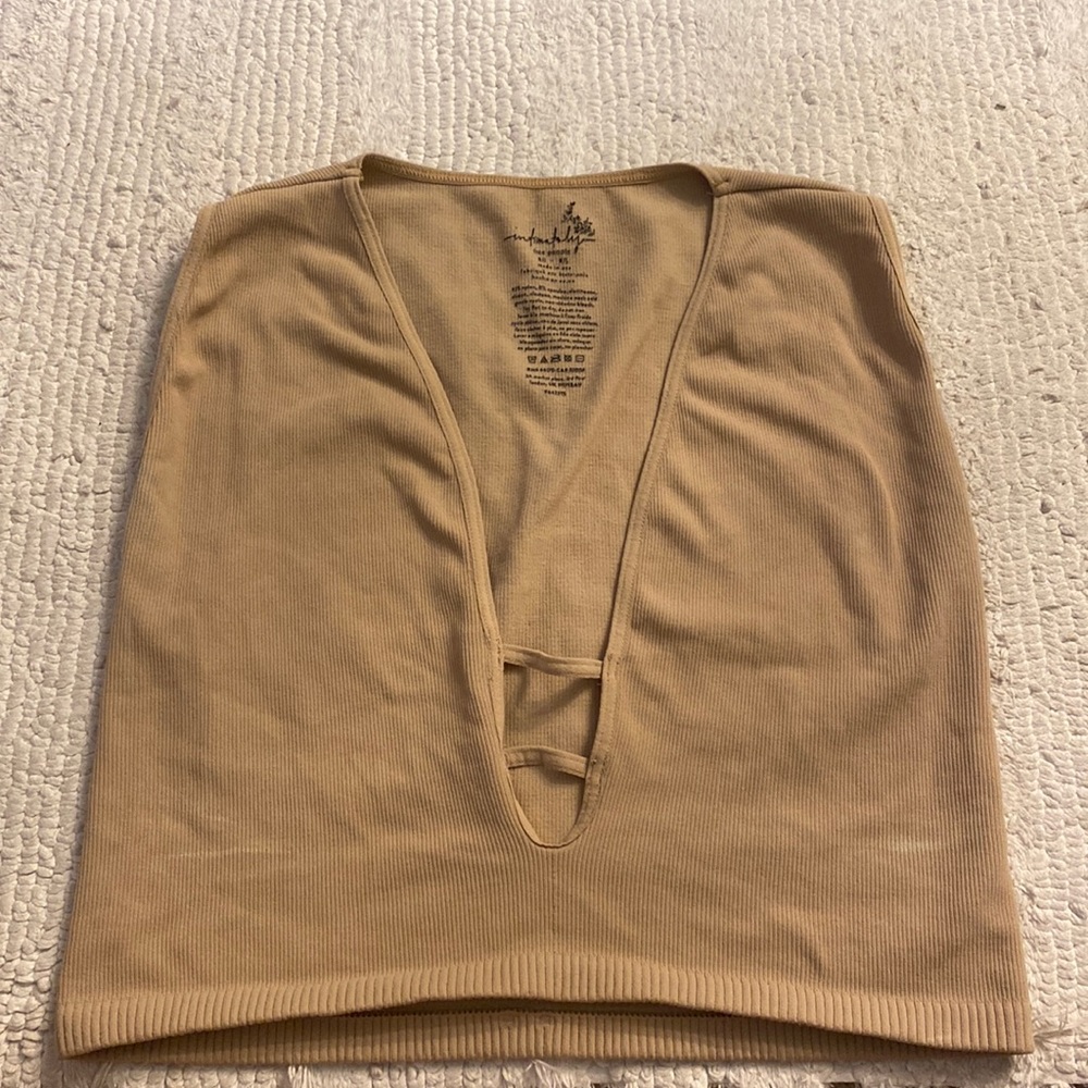 Tight beige free people crop top